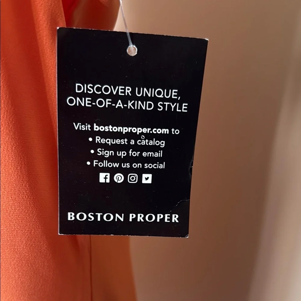 NWT Boston Proper Orange tank Dress with gold hardware - Picture 3 of 8